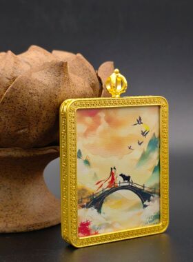 单面描金牛郎织女4x5八宝莲花万