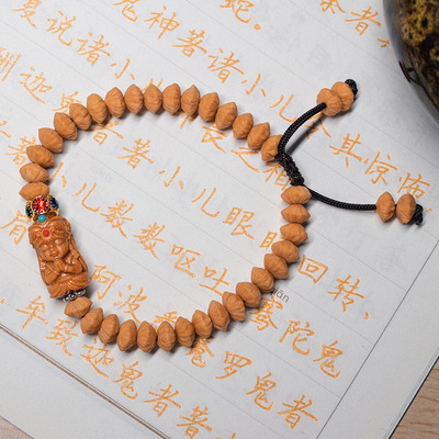 金叶莲花手串单串九华山金钱子手