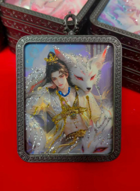 唐卡小狐狸唯美吊坠九尾白狐随身