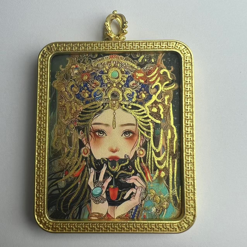 新款藏式唐卡扎基拉姆项链壳黄财