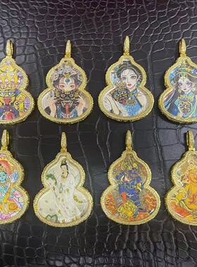 直播爆款半手绘描金唐卡葫芦镶钻