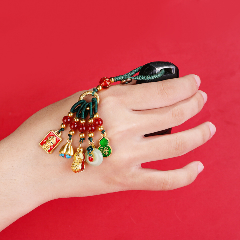 国潮复古珐琅彩色金色钥匙扣情侣