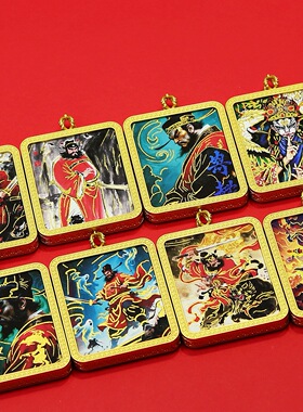 国风钟馗伏魔精工半手绘描金白鹤