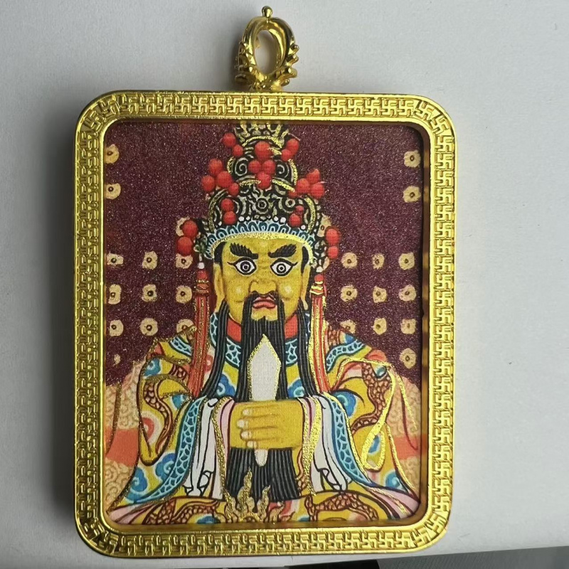 手绘描金画布唐卡金色乌盒八大守