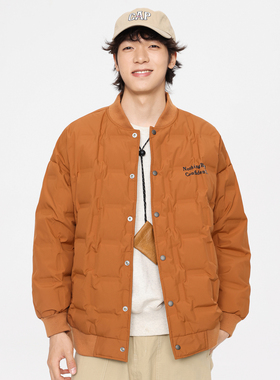 GTRG冬季潮牌覆古字母印花保暖羽绒服鸭绒大码宽松休闲棒球服外套