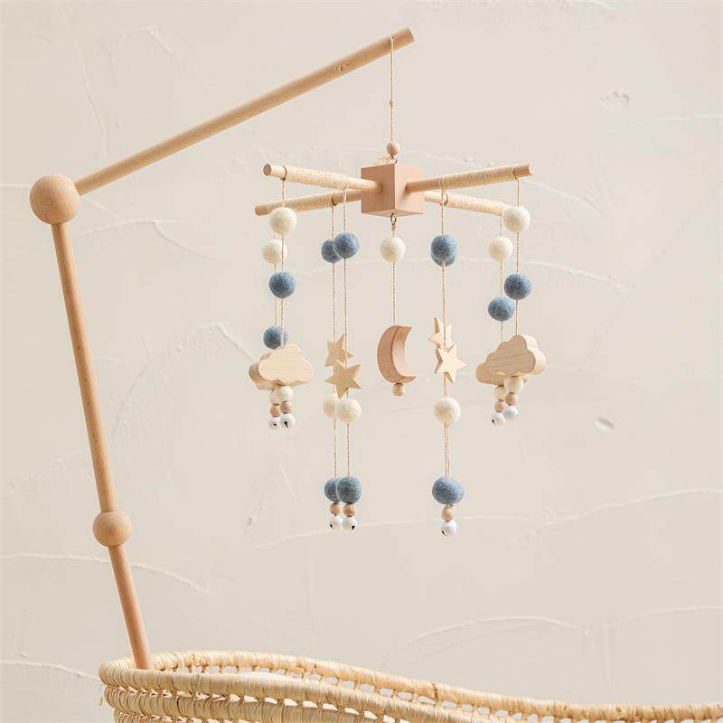 亚马逊藤编木质床铃风铃益智安抚宝宝玩具儿童房装饰帐篷床铃挂饰