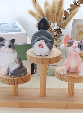 仿真可爱猫咪摆件蓝白暹罗布偶猫玩偶手办车载蛋糕装饰品生日礼物