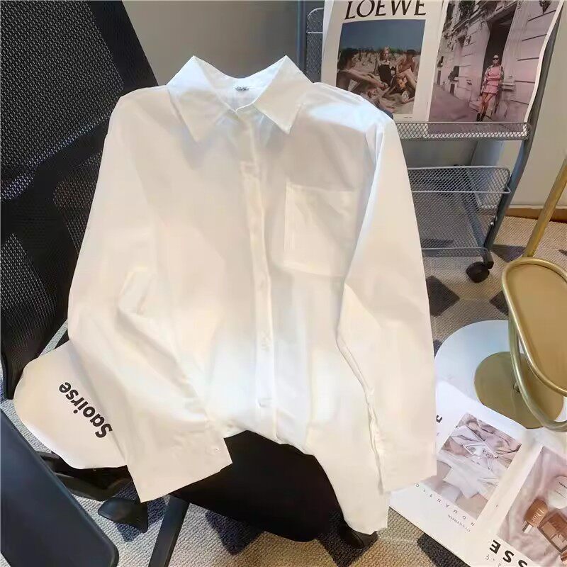 原创JK制服衬衫女长袖白色基础款春秋季款外穿内搭学院风宽松上衣