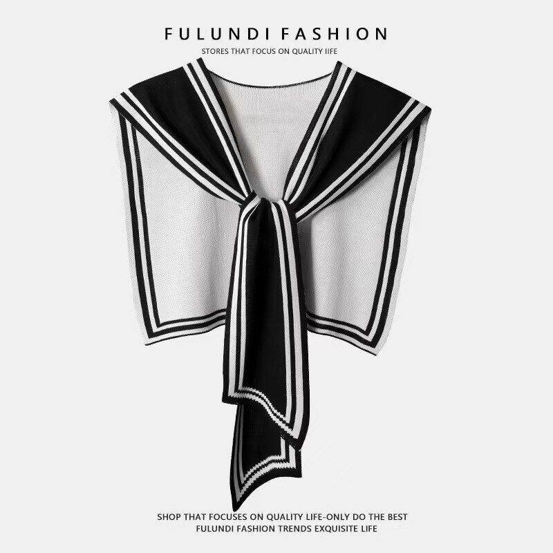 坎肩小披肩新款颈针织外搭夏季双面海军风保暖2025房护条纹空调女