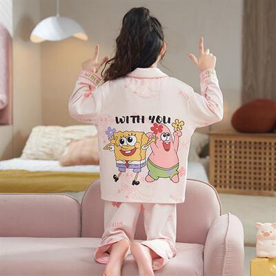 儿童睡衣女童春秋季新款纯棉长袖卡通套装小女孩初中生洋气家居服