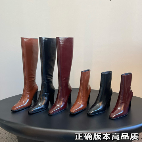 欧美尖头高筒靴女冬季显瘦气质时装靴轻熟风高跟长靴2026新款长筒
