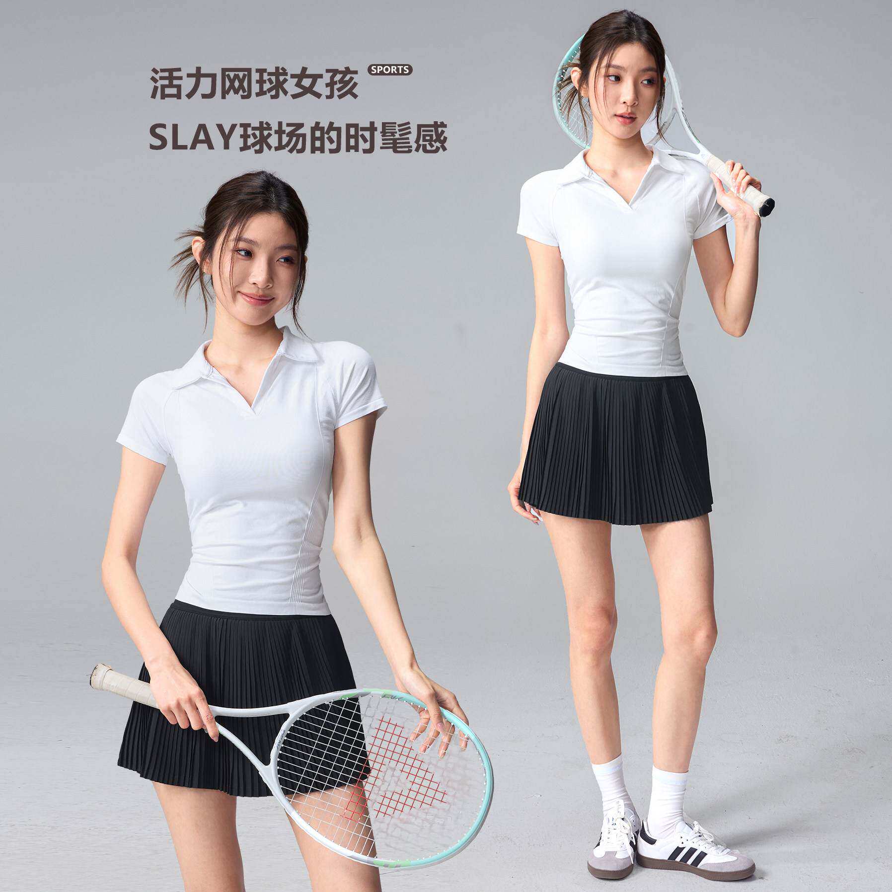 夏季翻领POLO衫透气网球服户外运动女士普拉提跑步速干网球T恤