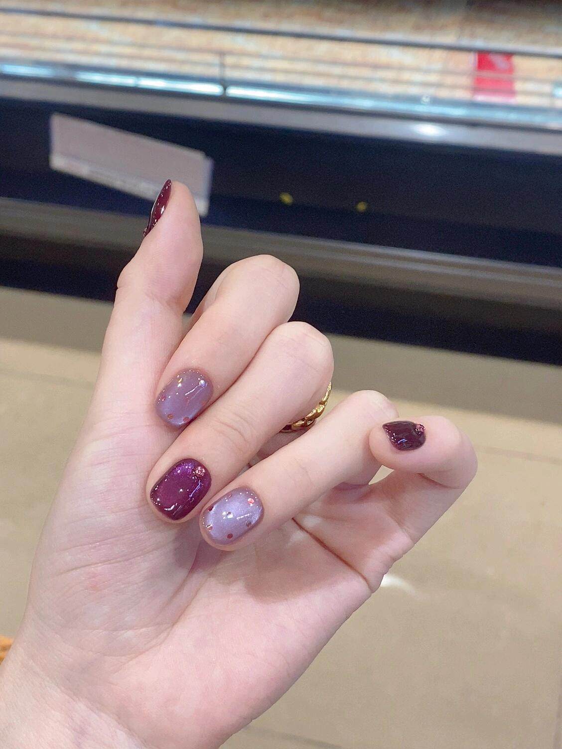 【紫韵】纯手工紫色穿戴甲短款2026新款猫眼豆豆甲秋冬高级感美甲,彩妆/香水/美妆工具,穿戴甲/甲片,淘宝优惠券,粉丝福利购,淘宝优惠卷