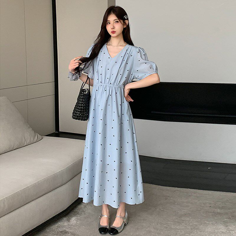 速发孕妇连衣裙夏款法式新款洋气孕妇装口袋V领潮妈裙子