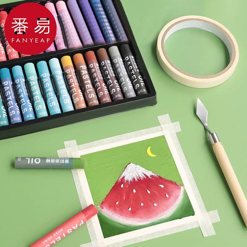 速发《油画棒/重彩A1zoq001-学生画棒画笔6色24色美术生画画刮刀