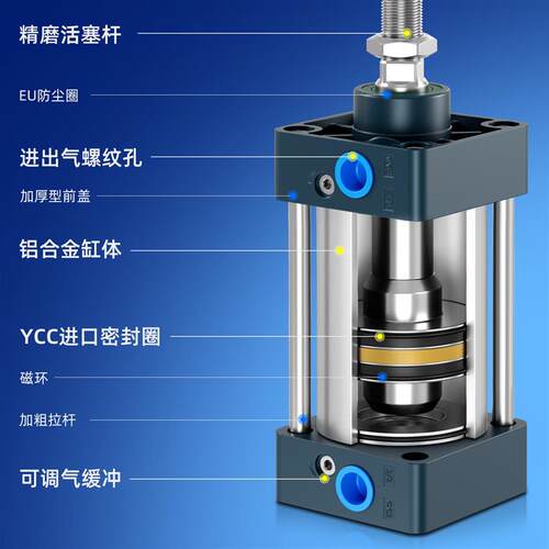 现货SC气缸小型气动标准大推力大全带磁32 40 50 63 SC8V0 100圈E