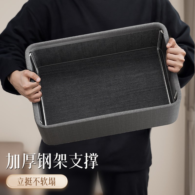 速发北欧风格布艺离子收纳箱整理盒65L衣物收纳神器衣柜钢架提手