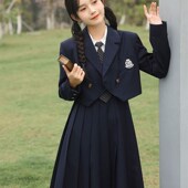 速发装 秋冬长裙风学院风三件套裙水校服 手服jk制服套装
