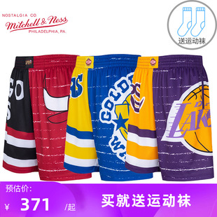 Mitchell 男短裤 NBA湖人队勇士魔术公牛队MN运动裤 Ness复古篮球裤