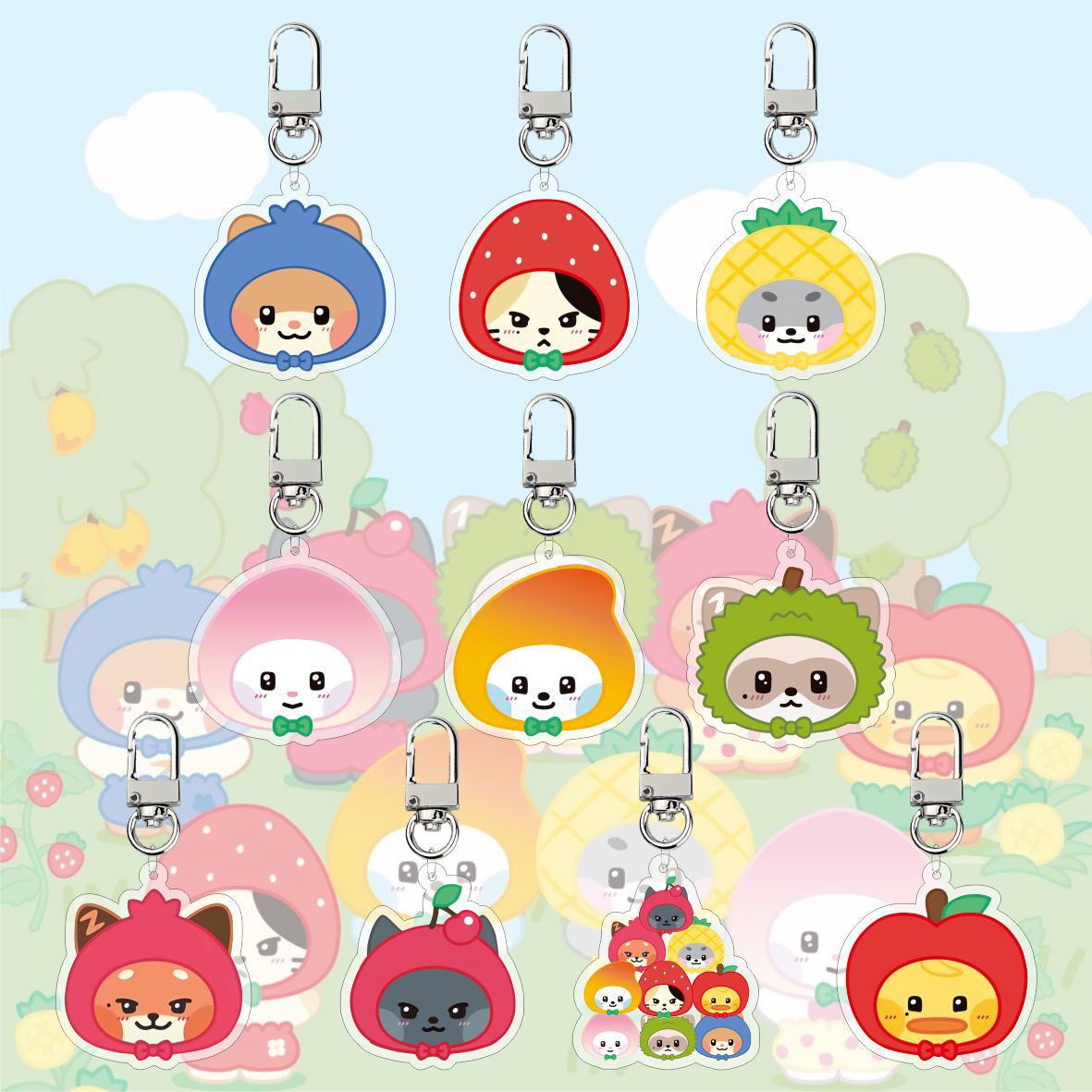 ZB1卡通水果系列亚克力钥匙扣包包挂件饰品明星周边同款 章昊