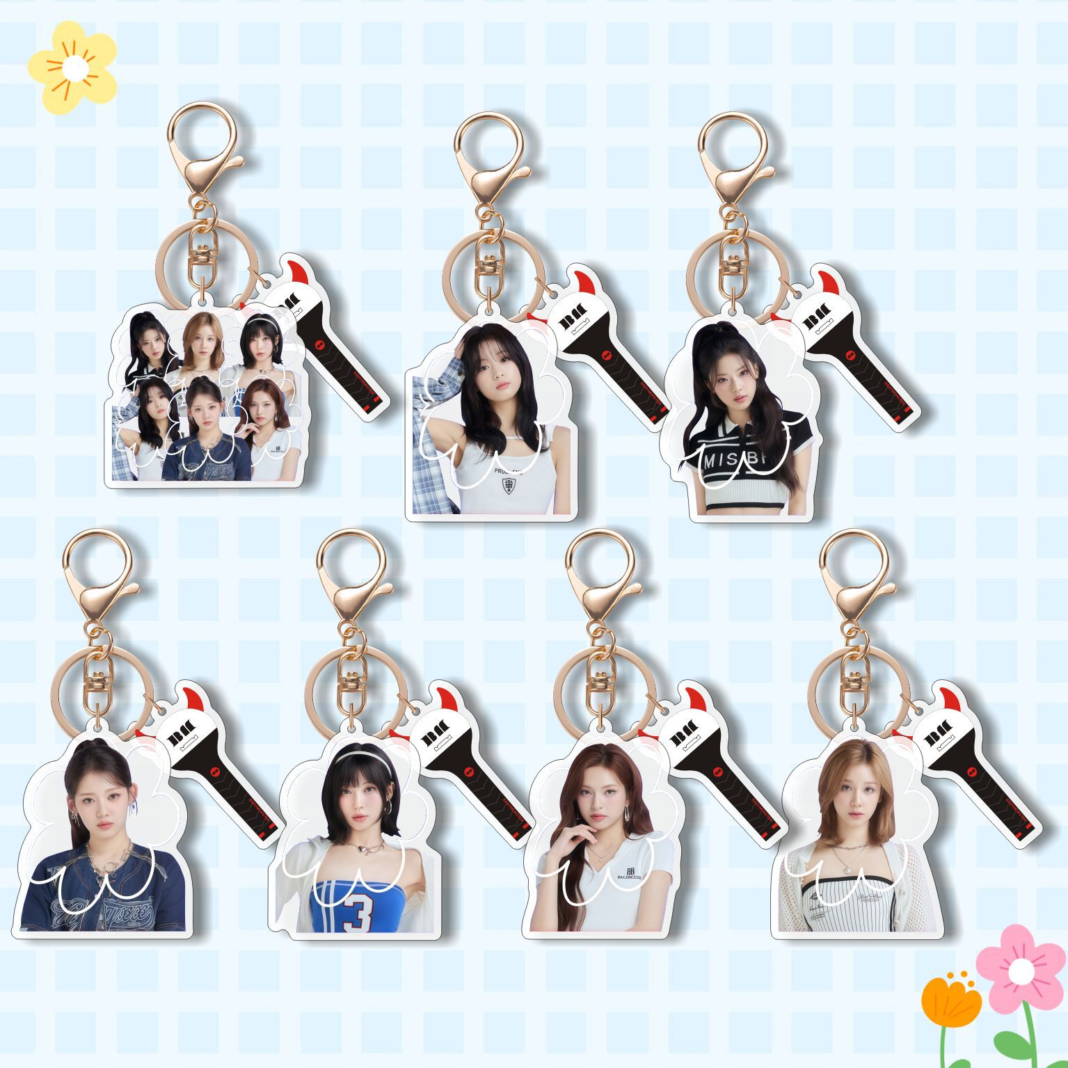 BN宝怪 亚克力钥匙扣 韩国女团应援棒挂件 人形钥匙圈 明星周边