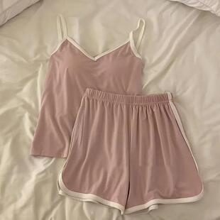 凉感睡冰丝衣女夏季 家居服 吊带背心带胸DGA款 套垫薄装