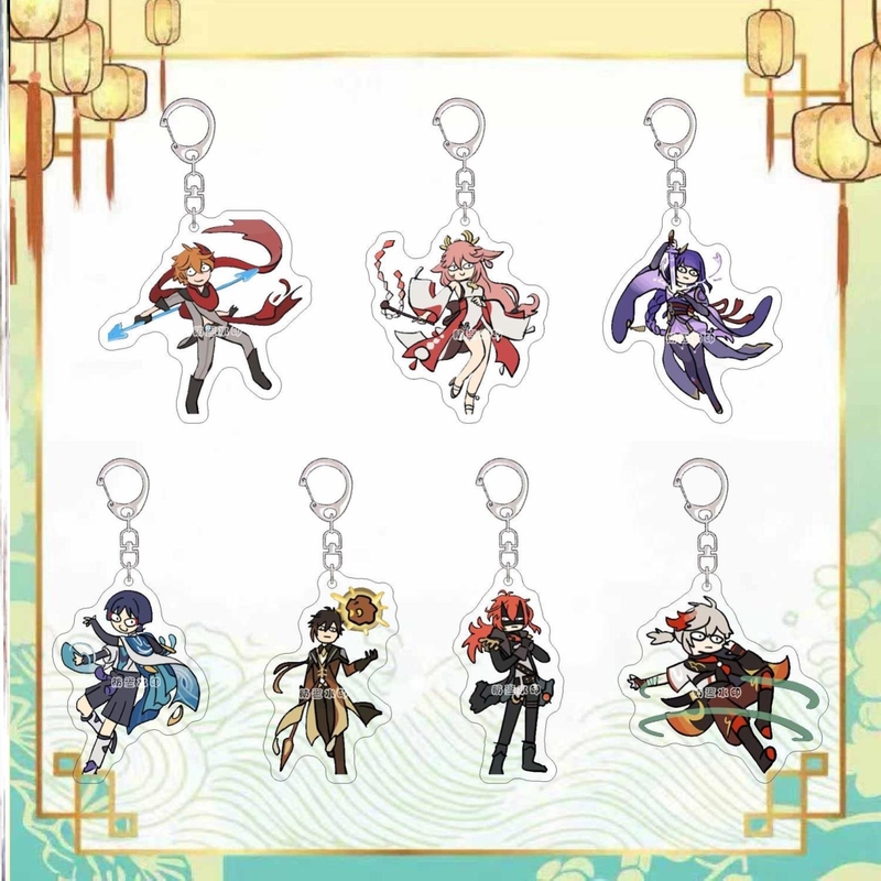 原神游戏周边钥匙扣抽象模拟抽卡枫原万叶达达利亚亚克力书包挂件