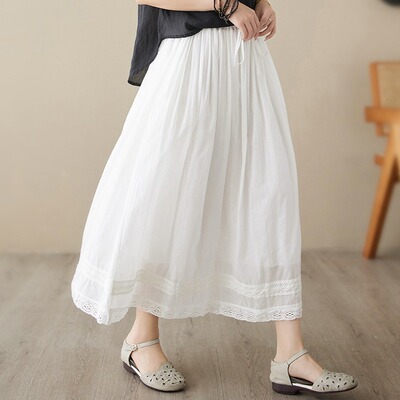 苎麻大摆棉麻半身裙高腰女士夏季