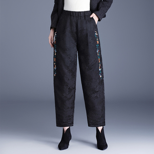 加绒加厚羽绒阔腿裤郑州女裤2026冬季新款爆款宽松裤子休闲后妈裤