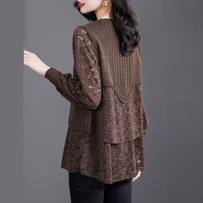 中长款假两件针织打底衫