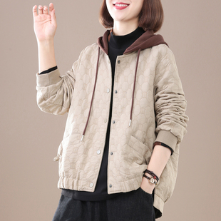 女士夹棉轻薄小棉袄秋冬2025新款中年妈妈高级感大码胖mm短款外套
