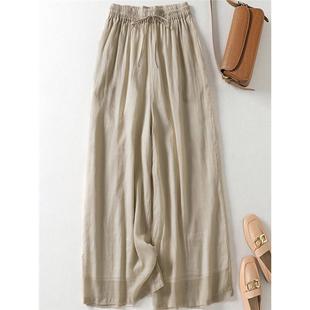 棉麻直筒裤子女装夏季2026新款亚麻休闲裤苎麻长裤高端麻纱阔腿裤