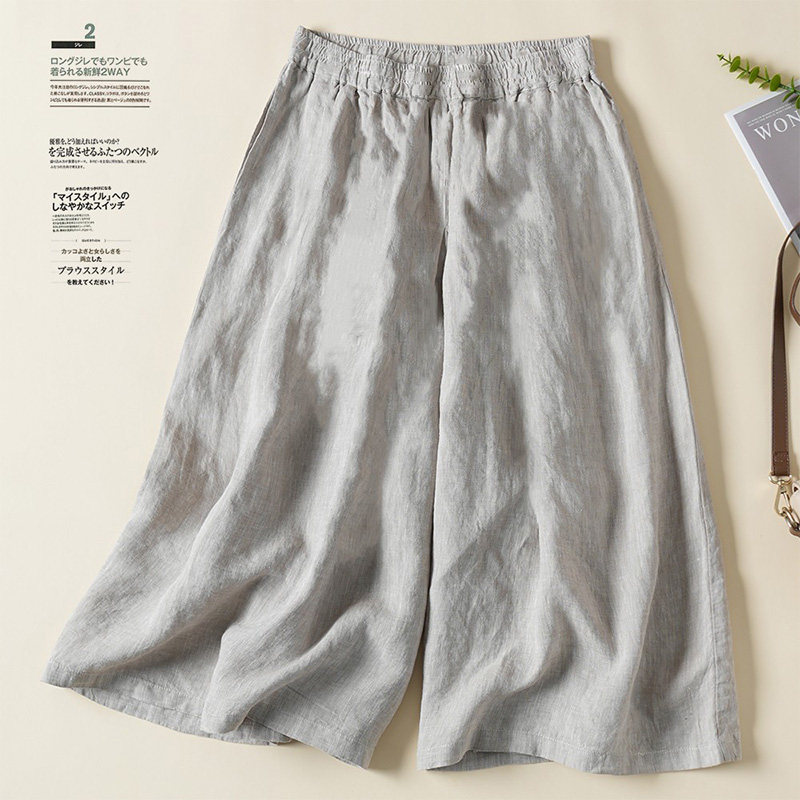 大码棉麻亚麻透气阔腿七分裤女2025夏季薄款宽松显瘦八分休闲裤子,女装/女士精品,休闲裤,淘宝优惠券,粉丝福利购,淘宝优惠卷