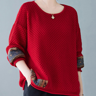 妈妈红色毛衣打底衫女春秋2025