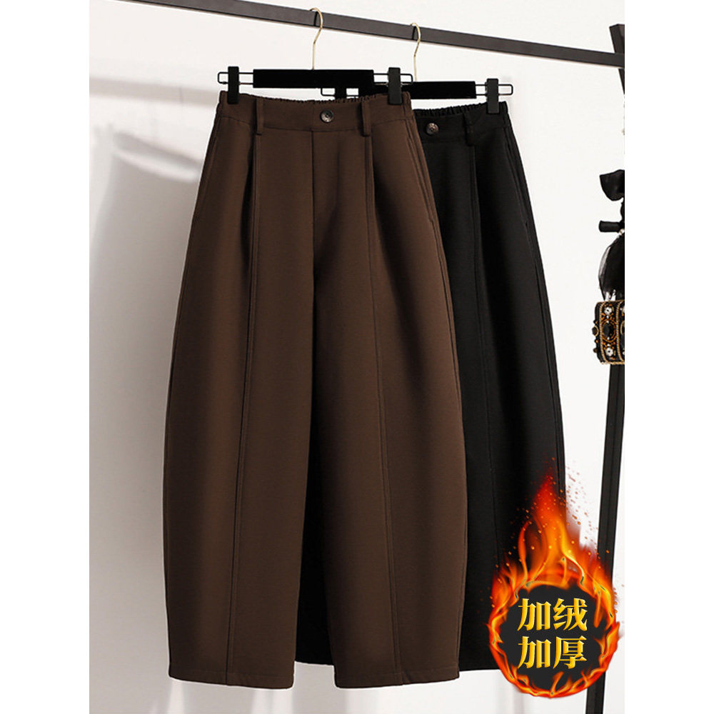 2026新款流行十三行爆款加绒加厚灯笼梧桐裤女士咖色裤子郑州女裤,女装/女士精品,休闲裤,淘宝优惠券,粉丝福利购,淘宝优惠卷