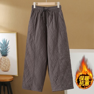 后妈裤 2025新款 爆款 妈妈羽绒夹棉棉裤 子休闲阔腿裤 冬季 宽松裤 女款