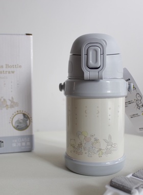 日本本土Cottoli限定儿童吸管保温杯幼儿园学生背带吸管水壶户外