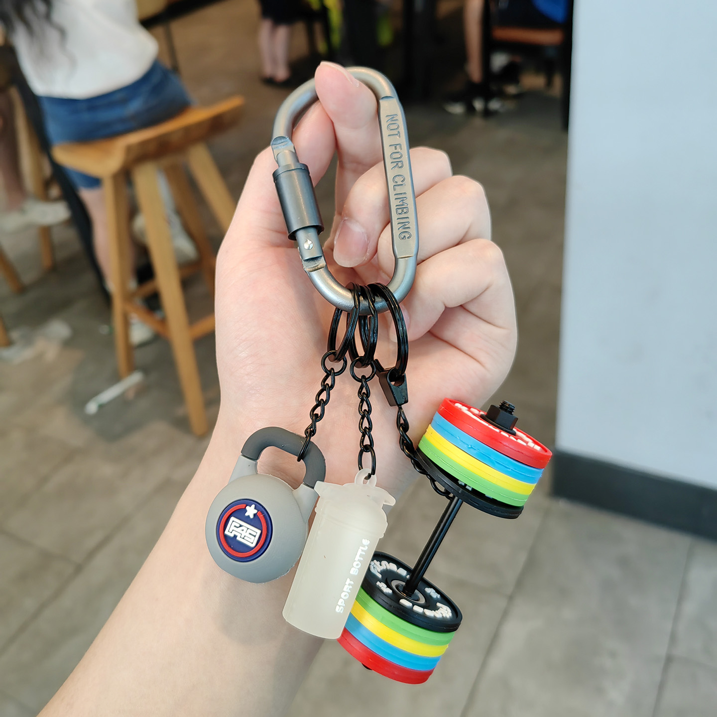 创意运动包挂件情侣钥匙扣杠铃哑铃壶铃配件创意礼物健身房男女生