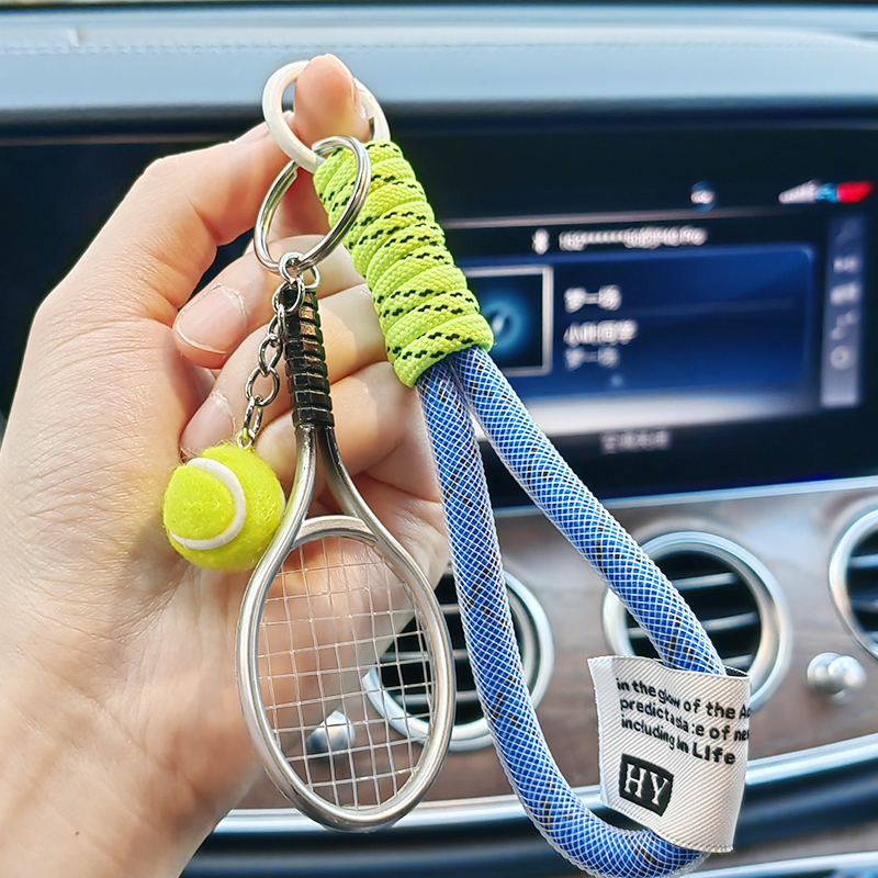 仿真网球拍金属挂件小型迷你网球