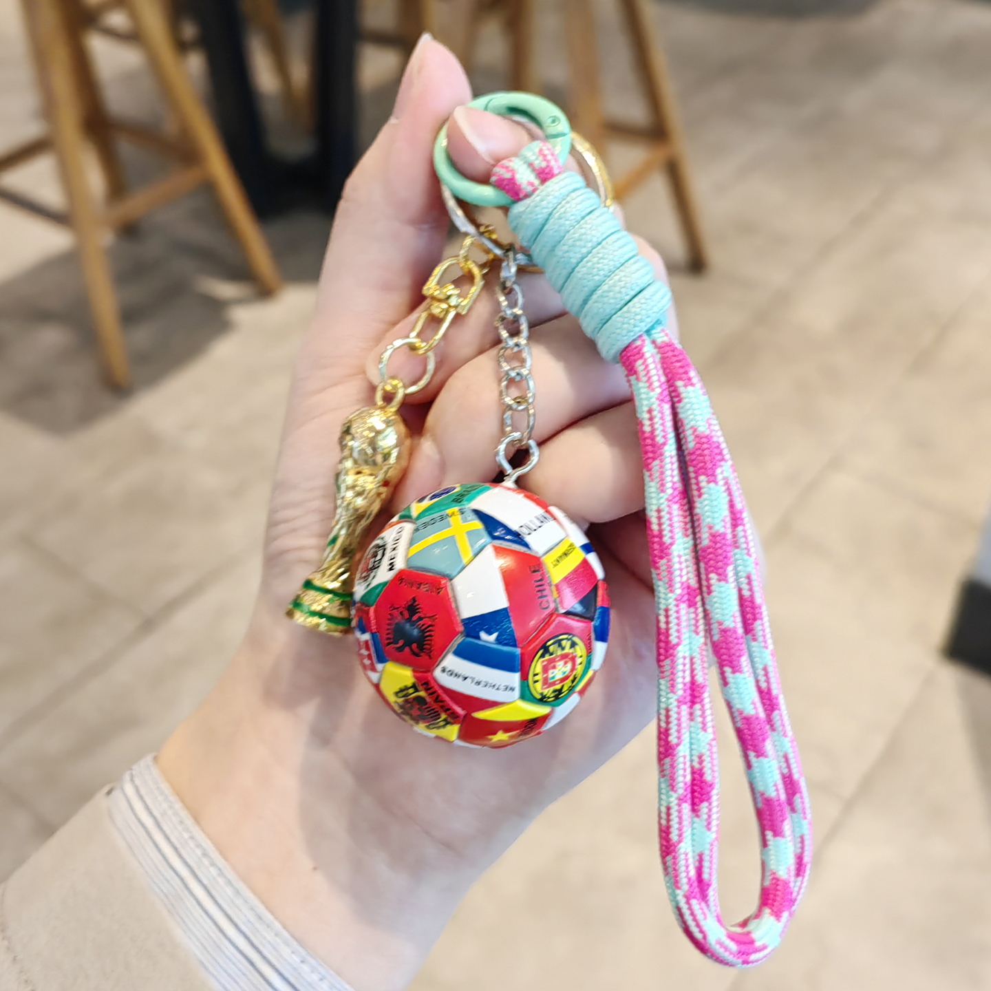 足球钥匙扣万国旗足球背包挂件2026美加墨世界杯球迷纪念品小礼物