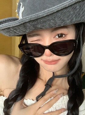 黑色墨镜女高级感猫眼墨镜女高级感复古防紫外线太阳眼镜无度数