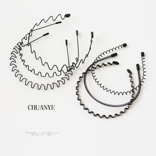 发箍女洗脸波浪弹簧男士头箍气质发饰波浪隐形背头洗脸运动头饰