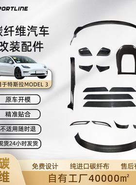 适用于tesla Model3汽车用品真碳纤维车身改装件 特斯拉汽车配件