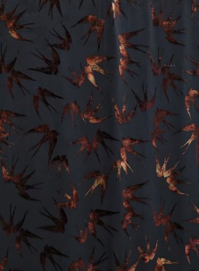 黑咖色立体植绒燕子提花布料 针织四面弹扎染蓝紫色垂坠礼服面料