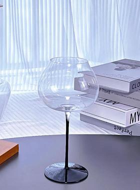 新款红酒杯家用法式黑杆超薄手工品酒杯高脚杯葡萄酒水晶玻璃婚礼
