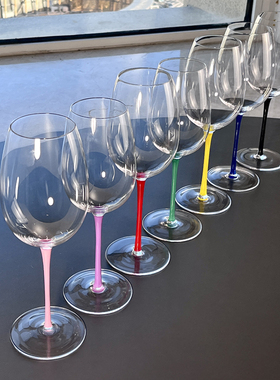 水晶玻璃粉色红酒杯高脚杯子无铅家用高颜值勃艮第黑皮诺葡萄酒杯