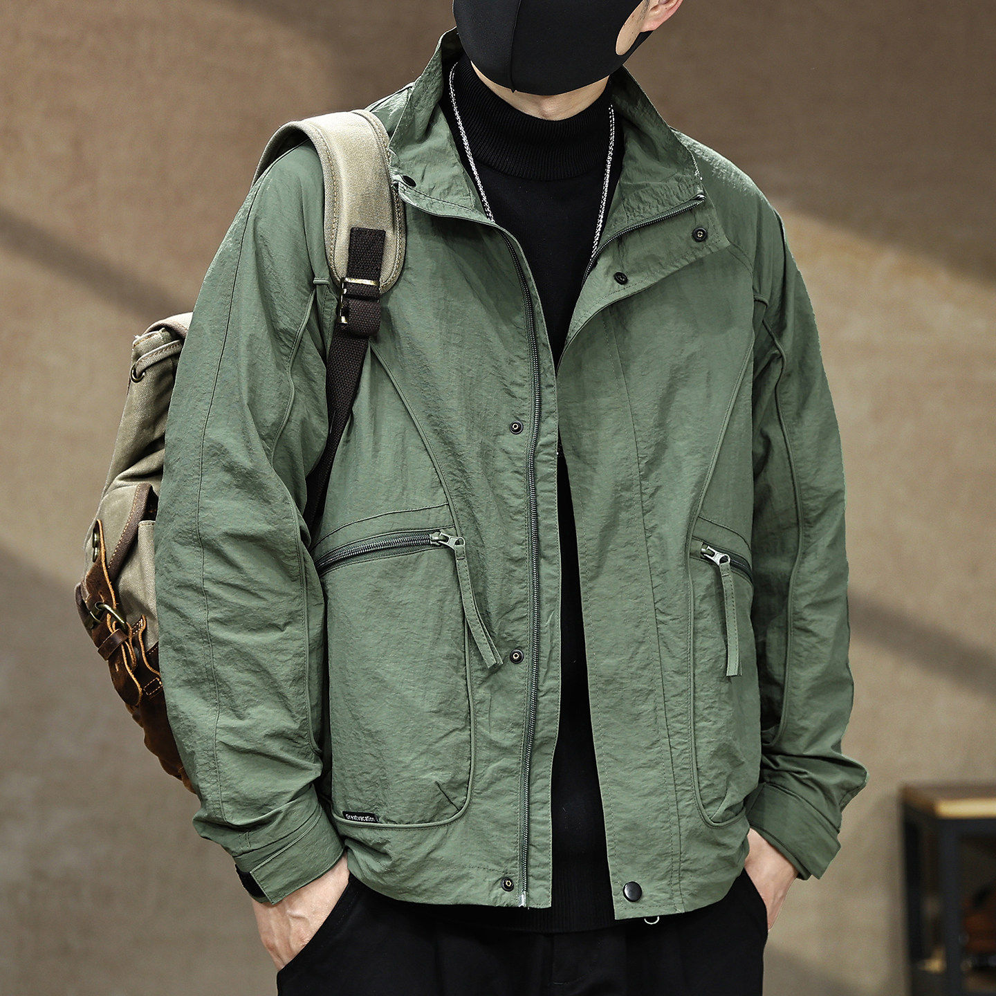 三防立领冲锋外套男春秋季防风春款美式飞行夹克休闲宽松工装上衣