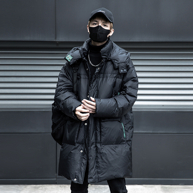 亮面中长款羽绒服男士2023