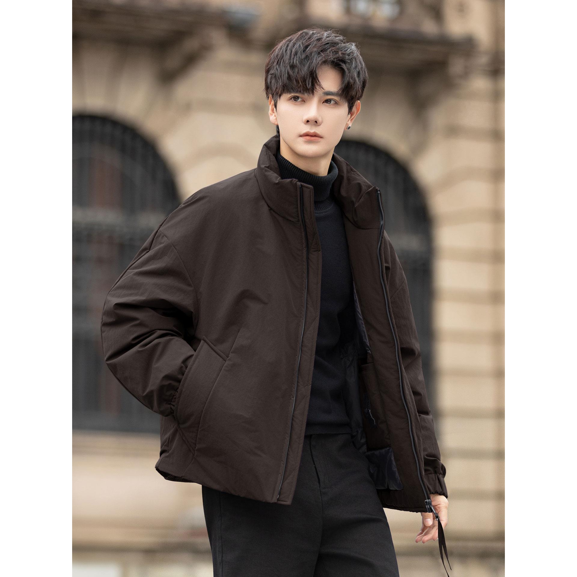 羽绒服男款冬季高级感痞帅风加厚保暖外套男休闲短款防寒立领上衣