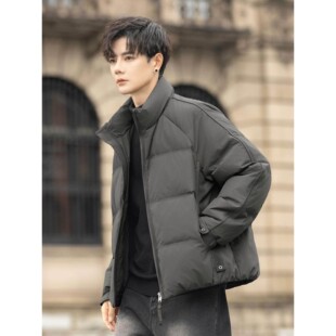 冬季高级感男士新款立领短款90白鸭绒子羽绒服加厚保暖青少年外套